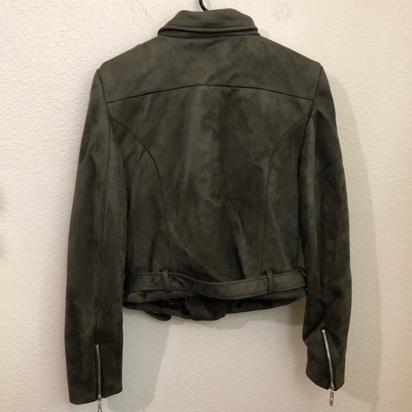 Romeo + Juliet Couture Suede Moto Jacket Olive NWT - Picture 11 of 11